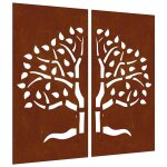 Vidaxl d�corations murales jardin 2 pcs 105x55 cm design d'arbre