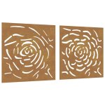 Vidaxl dcorations murales jardin 2 pcs 55x55 cm design de rose