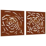 Vidaxl d�corations murales jardin 2 pcs 55x55 cm design de rose