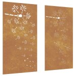 Vidaxl d�corations murales de jardin 2pcs 105x55 cm design de fleur