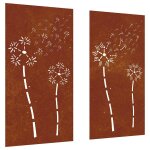 Vidaxl d�corations murales de jardin 2pcs 105x55 cm design de fleur