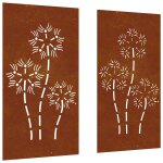 Vidaxl d�corations murales de jardin 2pcs 105x55 cm design de fleur