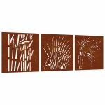 Vidaxl d�corations murales jardin 3 pcs 55x55 cm design d'herbe