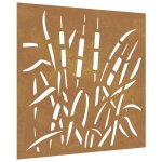 Vidaxl d�coration murale jardin 55x55 cm acier corten design d'herbe