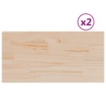 Vidaxl dessus de table 2 pcs 80x40x2, 5cm rectangulaire bois pin massif