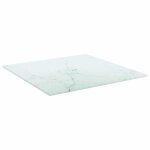 Vidaxl dessus de table blanc 40x40 cm 6 mm verre tremp� design marbre