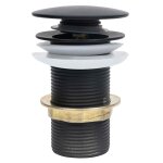 Vidaxl drain � poussoir sans d�bordement noir 6, 4x6, 4x9, 1 cm