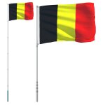 Vidaxl drapeau de la belgique et mt 5, 55 m aluminium