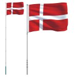 Vidaxl drapeau du danemark et m�t 5, 5 m aluminium