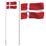 Vidaxl drapeau du danemark et mât 6, 23 m aluminium Vidaxl drapeau du danemark et mât 6, 23 m aluminium