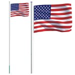 Vidaxl drapeau des �tats - unis et m�t 6, 08 m aluminium