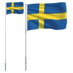 Vidaxl drapeau de la su�de et m�t 5, 5 m aluminium