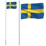 Vidaxl drapeau de la suède et mât 6, 23 m aluminium Vidaxl drapeau de la suède et mât 6, 23 m aluminium