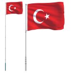 Vidaxl drapeau de la turquie et mât 5, 55 m aluminium Vidaxl drapeau de la turquie et mât 5, 55 m aluminium