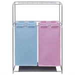 Vidaxl ensemble de 2 paniers  linge avec tendoir