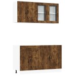 Vidaxl ensemble de 4 meubles de cuisine en ch�ne fum�  porto