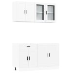 Vidaxl ensemble de 4 meubles de cuisine  porto  en bois d'ing�nierie blanc