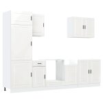 Vidaxl ensemble de 7 meubles de cuisine  porto  en bois d'ing�nierie blanc brillant