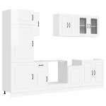Vidaxl ensemble de 8 meubles de cuisine  kalmar  en bois d'ing�nierie blanc brillant