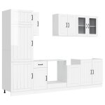 Vidaxl ensemble de 8 meubles de cuisine  lucca  en bois d'ing�nierie blanc brillant