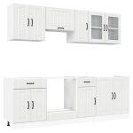 Vidaxl ensemble de 8 meubles de cuisine  lucca  en bois d'ing�nierie blanc brillant