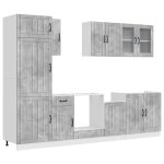 Vidaxl ensemble de 8 meubles de cuisine  lucca  en bois d'ing�nierie gris b�ton