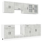 Vidaxl ensemble de 8 meubles de cuisine  lucca  en bois d'ing�nierie gris b�ton