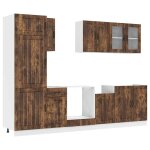 Vidaxl ensemble de 8 meubles de cuisine  lucca  en ch�ne fum�