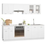 Vidaxl ensemble de 8 meubles de cuisine  lyon  en bois d'ing�nierie blanc