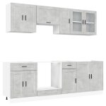 Vidaxl ensemble de 8 meubles de cuisine  porto  en bois d'ing�nierie gris b�ton