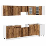 Vidaxl ensemble de 11 meubles de cuisine  lyon  en bois d'ing�nierie vieilli