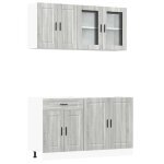 Vidaxl ensemble de 4 meubles de cuisine  porto  en bois d'ing�nierie sonoma gris