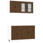 Vidaxl ensemble de 4 meubles de cuisine en bois d'ing�nierie  kalmar  en ch�ne brun