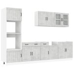 Vidaxl ensemble de 7 meubles de cuisine  lucca  en bois d'ing�nierie gris b�ton