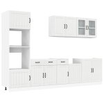 Vidaxl ensemble de 7 meubles de cuisine  lucca  en bois d'ingnierie blanc brillant