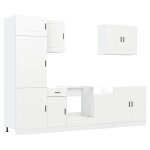 Vidaxl ensemble de 7 meubles de cuisine  porto  en bois d'ingnierie blanc