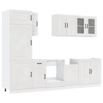Vidaxl ensemble de 8 meubles de cuisine  kalmar  en bois d'ingnierie blanc brillant