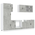 Vidaxl ensemble de 8 meubles de cuisine  lucca  en bois d'ingnierie gris bton