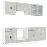 Vidaxl ensemble de 8 meubles de cuisine  porto  en bois d'ingnierie gris bton