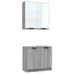 Vidaxl ensemble d'armoires de salle de bain 2 pcs sonoma gris