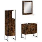 Vidaxl ensemble d'armoires de salle de bain 3 pcs chne fum
