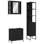 Vidaxl ensemble d'armoires salle de bain 3 pcs noir bois d'ingénierie Vidaxl ensemble d'armoires salle de bain 3 pcs noir bois d'ingénierie