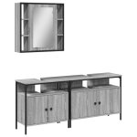 Vidaxl ensemble d'armoires de salle de bain 3 pcs sonoma gris