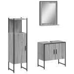 Vidaxl ensemble d'armoires de salle de bain 3 pcs sonoma gris