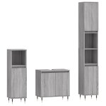 Vidaxl ensemble d'armoires de salle de bain 3 pcs sonoma gris