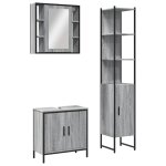 Vidaxl ensemble d'armoires de salle de bain 3 pcs sonoma gris