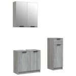 Vidaxl ensemble d'armoires de salle de bain 3 pcs sonoma gris
