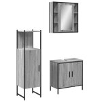 Vidaxl ensemble d'armoires de salle de bain 3 pcs sonoma gris