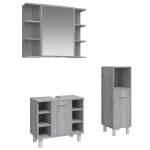 Vidaxl ensemble d'armoires de salle de bain 3 pcs sonoma gris