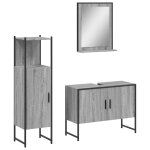 Vidaxl ensemble d'armoires de salle de bain 3 pcs sonoma gris
